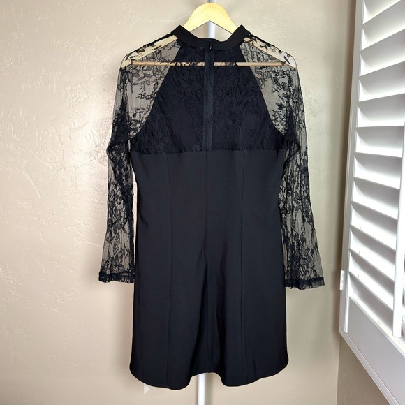 Commense Black Lace Sleeve A-Line Mini Dress Sheer Long Sleeve NWT XL - Picture 5 of 9